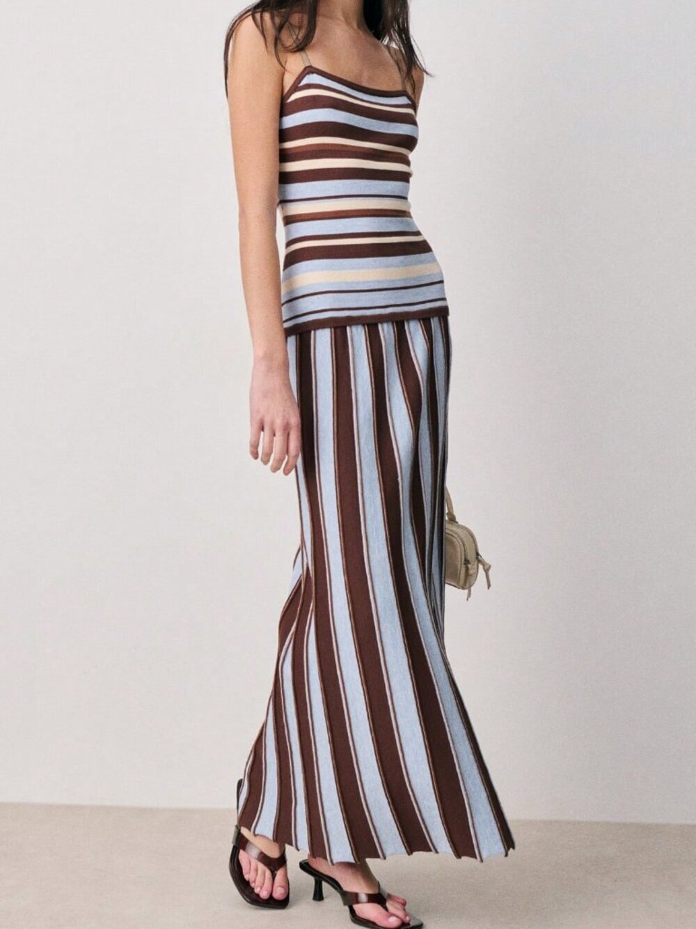 Multicolor Casual Women's Striped Knitted Maxi Dress - Picture 1 of 6